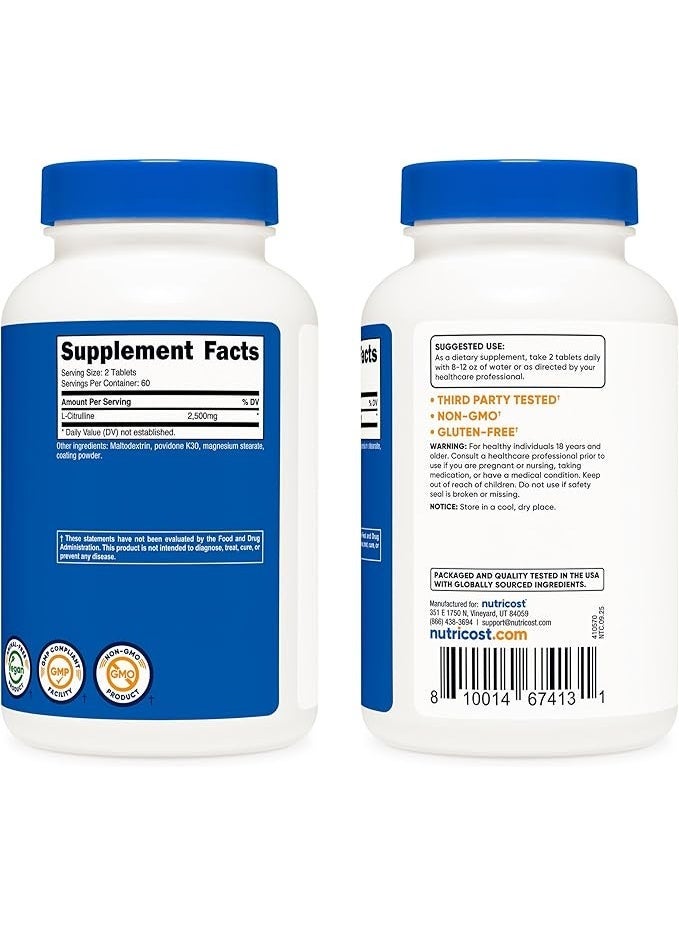 Nutricost, L-Citrulline, 120 Tablets (1,250 mg per Tablet) - Image 4